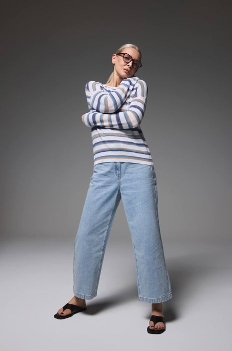 Dzianinowa bluzka w kolorowe pasy Solar Obraz 2