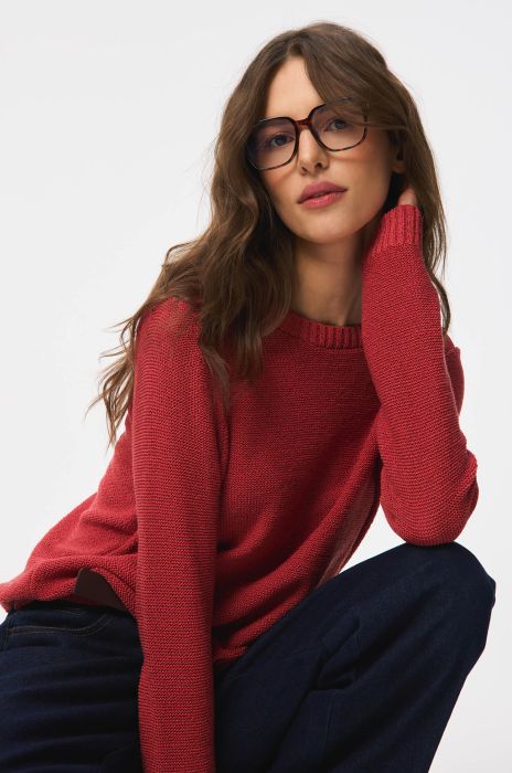 Dzianinowy sweter z dodatkiem bawełny Solar Obraz 2