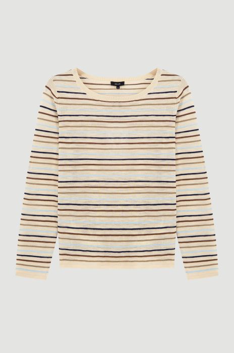 Dzianinowa bluzka w poziome paski Solar Obraz 4