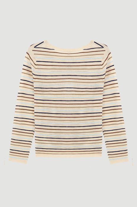 Dzianinowa bluzka w poziome paski Solar Obraz 5
