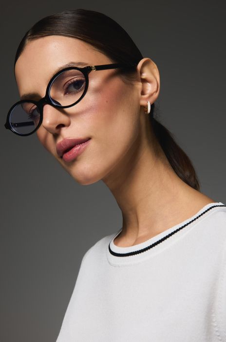 Dzianinowa bluzka z kontrastową lamówką Solar Obraz 3