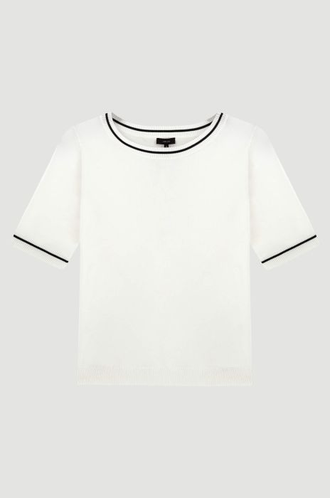 Dzianinowa bluzka z kontrastową lamówką Solar Obraz 4