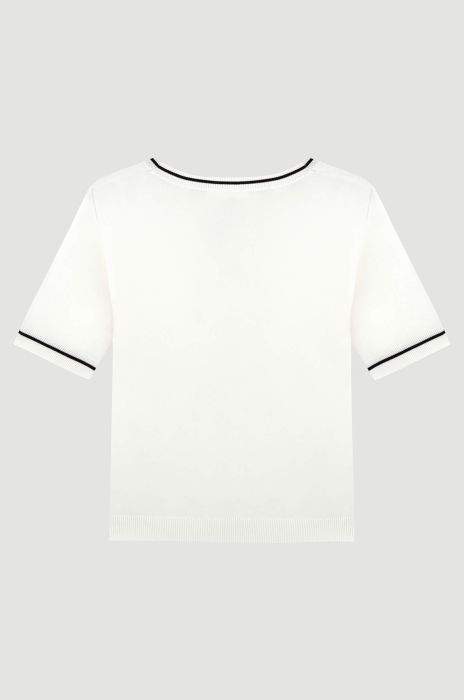 Dzianinowa bluzka z kontrastową lamówką Solar Obraz 5