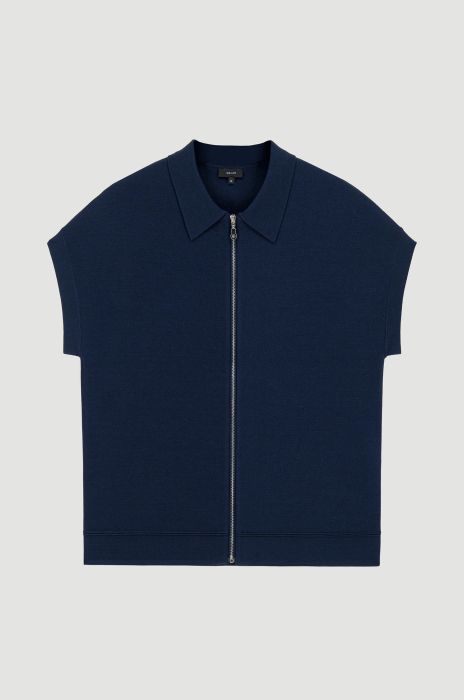 Dzianinowa bluzka z kołnierzykiem zapinana na zame Solar Obraz 4