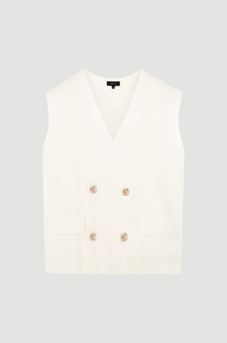 Kamizelka w kolorze ecru ze złotymi guzikami Solar Obraz 5