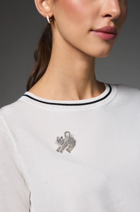 Połyskująca broszka w kształcie kota Solar Obraz 1