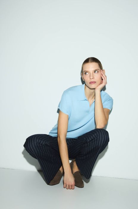 Dzianinowa bluzka z kołnierzykiem Solar Obraz 2