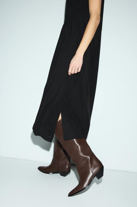 Sukienka midi ze ściągaczem w pasie Solar Obraz 3