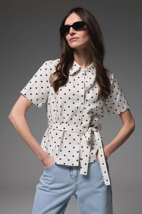 Koszula w grochy z paskiem Solar Obraz 1