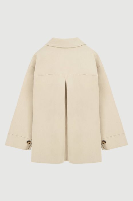 Beżowy płaszcz z dwurzędowym zapięciem Solar Obraz 5