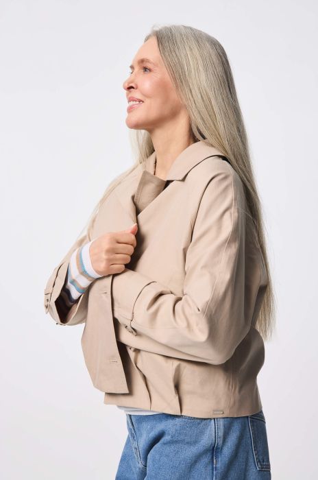 Beżowa kurtka z klapami Solar Obraz 4