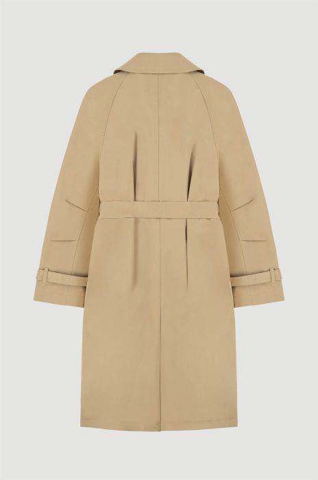 Beżowy trencz z dwurzędowym zapięciem Solar Obraz 5