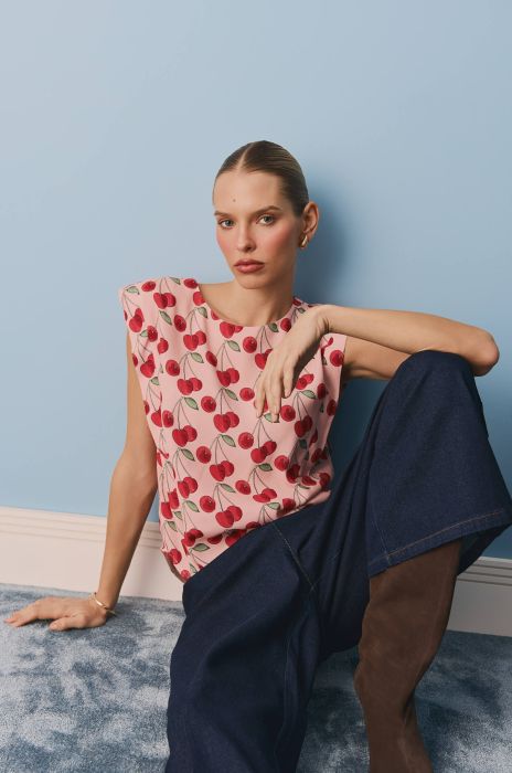 Wiskozowa bluzka w wiśnie Solar Obraz 1