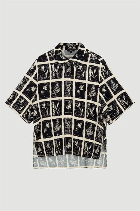 Wiskozowa bluzka z motywem znaczków Solar Obraz 4