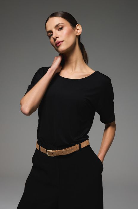 Dwustronna czarna bluzka z wiskozą Solar Obraz 2