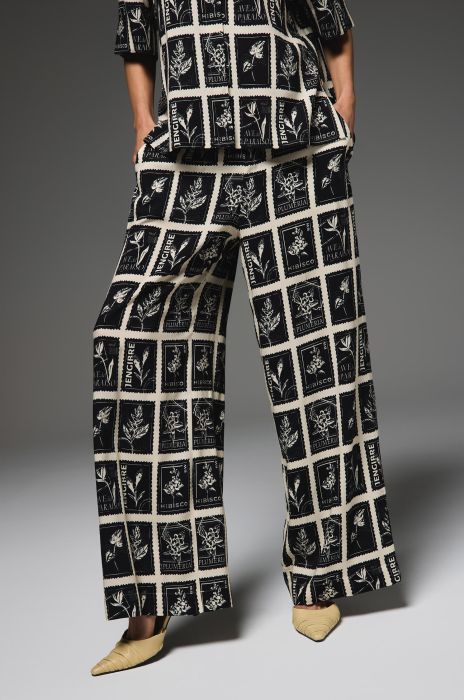 Wiskozowe spodnie z motywem znaczków Solar Obraz 2