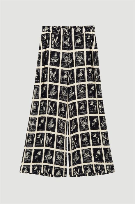 Wiskozowe spodnie z motywem znaczków Solar Obraz 4