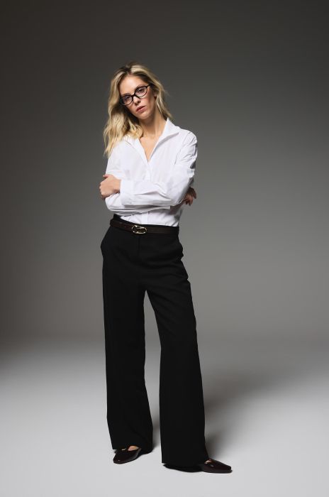 Czarne spodnie z dodatkiem lnu Solar Obraz 2