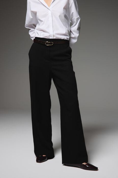 Czarne spodnie z dodatkiem lnu Solar Obraz 3