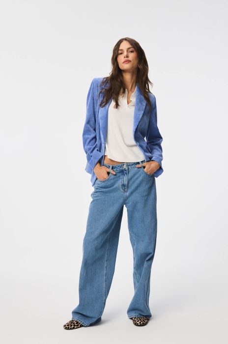 Błękitna marynarka ze sztruksowego materiału Solar Obraz 2