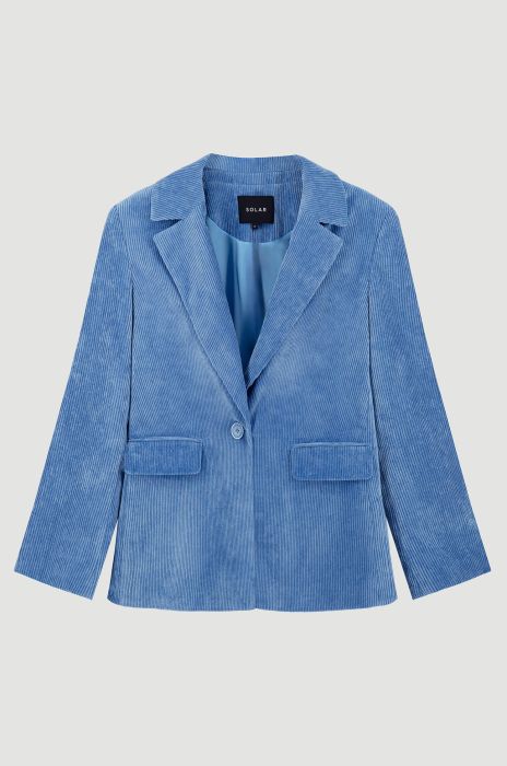 Błękitna marynarka ze sztruksowego materiału Solar Obraz 4