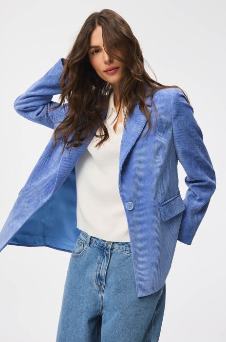 Błękitna marynarka ze sztruksowego materiału Solar Obraz 1