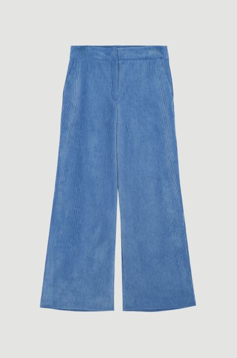 Błękitne spodnie ze sztruksowego materiału Solar Obraz 4