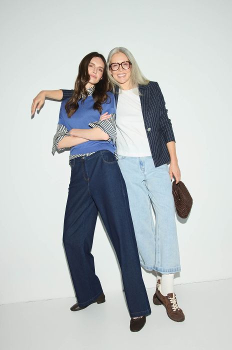 Granatowa marynarka w prążek Solar Obraz 3