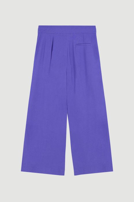 Fioletowe spodnie z wiskozy i lnu Solar Obraz 5