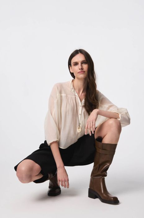 Szyfonowa koszula ze stójką Solar Obraz 3