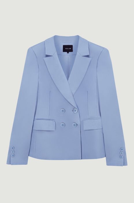 Błękitna marynarka z wiskozy i lnu Solar Obraz 4