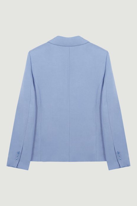 Błękitna marynarka z wiskozy i lnu Solar Obraz 5