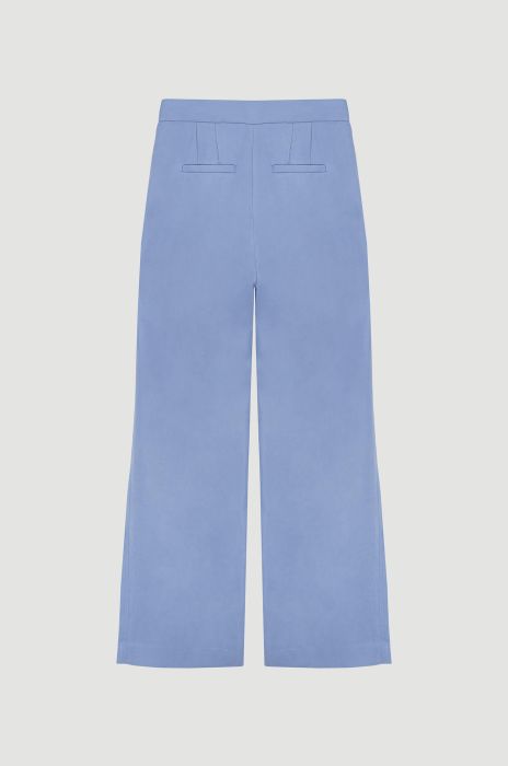 Błękitne spodnie z wiskozy i lnu Solar Obraz 6