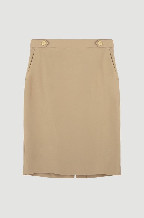 Beżowa spódnica do kolan Solar Obraz 4