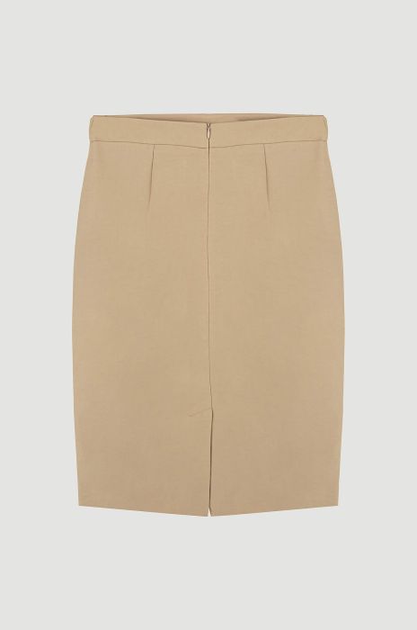 Beżowa spódnica do kolan Solar Obraz 5