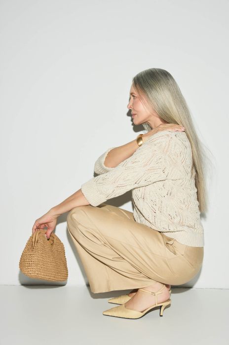 Szerokie spodnie z połyskującej tkaniny Solar Obraz 4