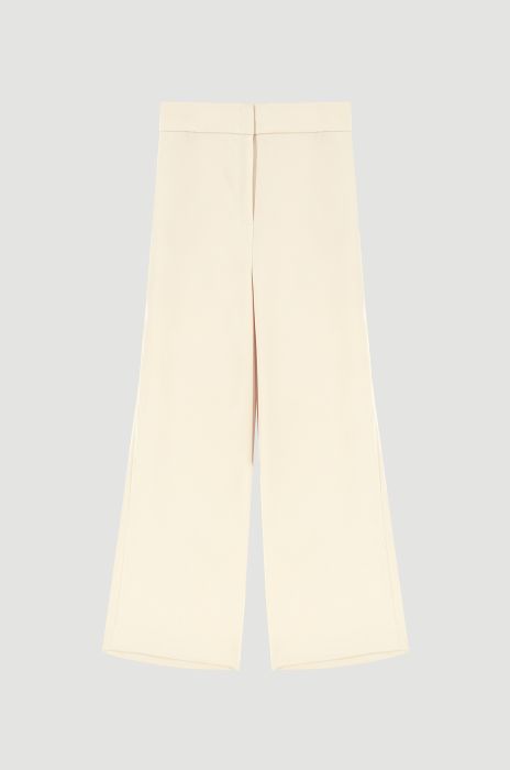 Spodnie w kolorze ecru z szeroką nogawką Solar Obraz 5