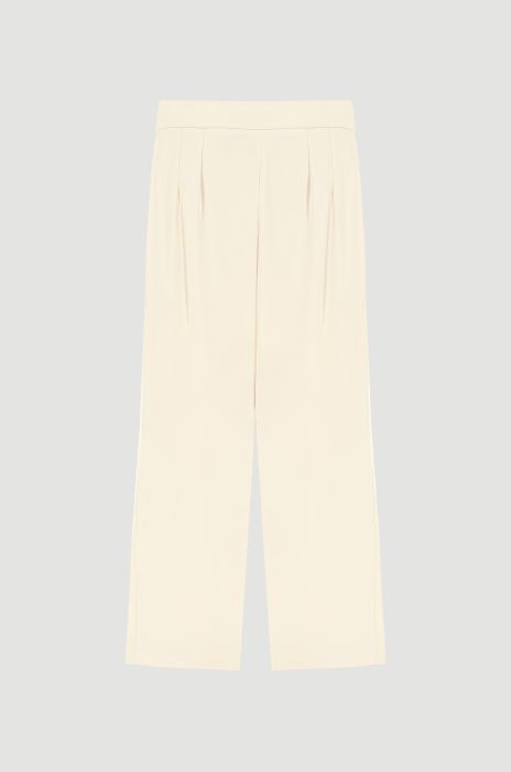 Spodnie w kolorze ecru z szeroką nogawką Solar Obraz 6