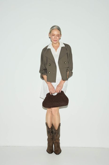 Kurtka khaki z dwurzędowym zapięciem Solar Obraz 2