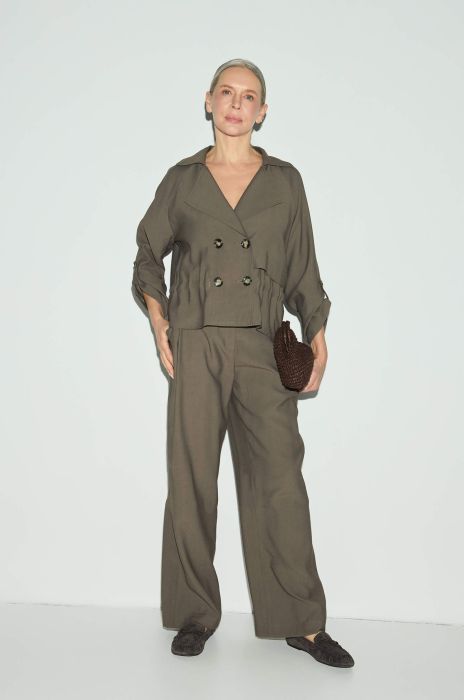 Spodnie khaki z szeroką nogawką Solar Obraz 1