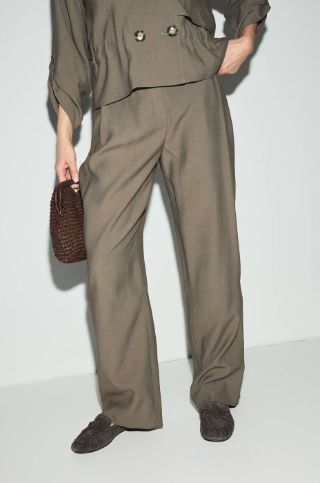 Spodnie khaki z szeroką nogawką Solar Obraz 2