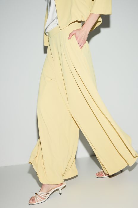 Jasnożółte spodnie wide leg Solar Obraz 3