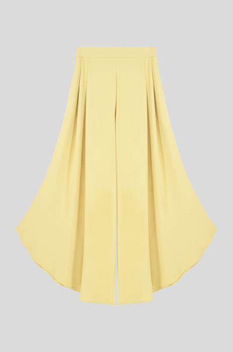 Jasnożółte spodnie wide leg Solar Obraz 4