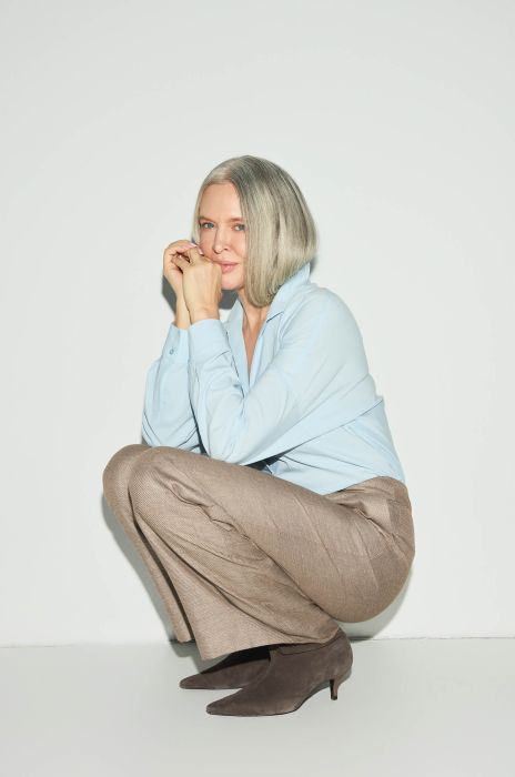 Brązowe melanżowe spodnie Solar Obraz 4