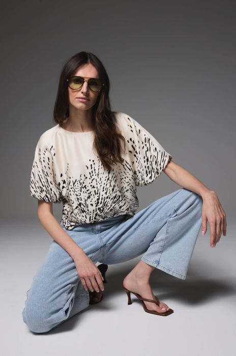 Wiskozowa bluzka z bufkami i printem Solar Obraz 1