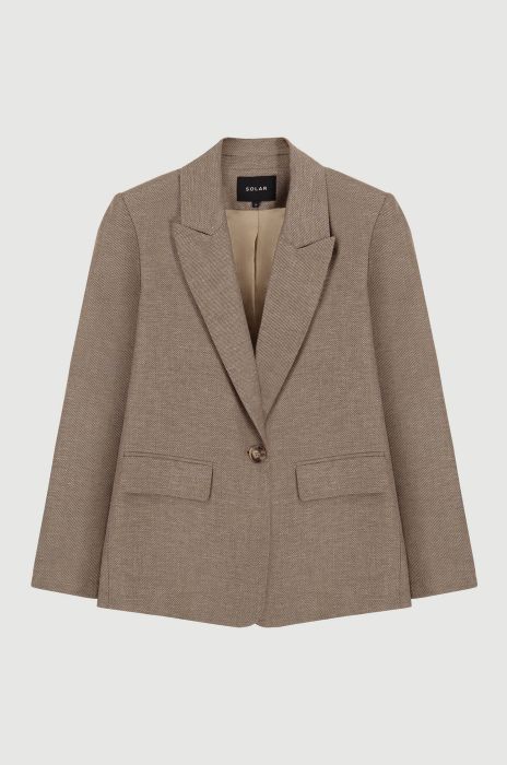 Brązowa melanżowa marynarka Solar Obraz 5