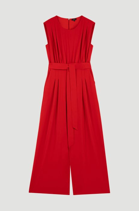 Czerwony kombinezon z szeroką nogawką Solar Obraz 3