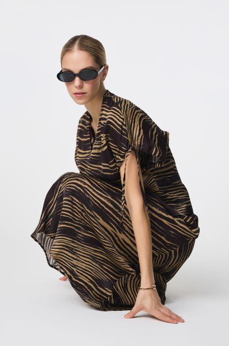 Bluzka z wiskozy z wiązaniem przy rękawach Solar Obraz 3