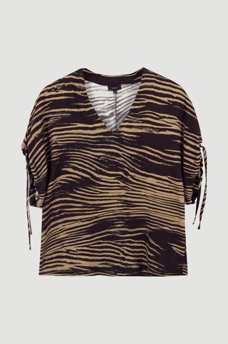 Bluzka z wiskozy z wiązaniem przy rękawach Solar Obraz 4