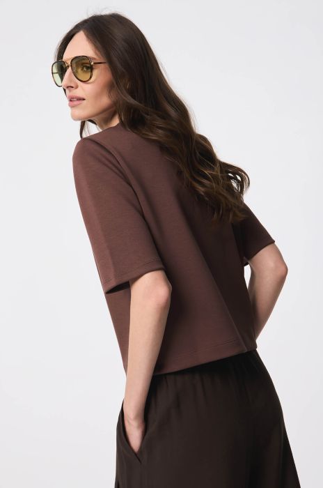 Brązowa bluzka z krótkim rękawem Solar Obraz 3